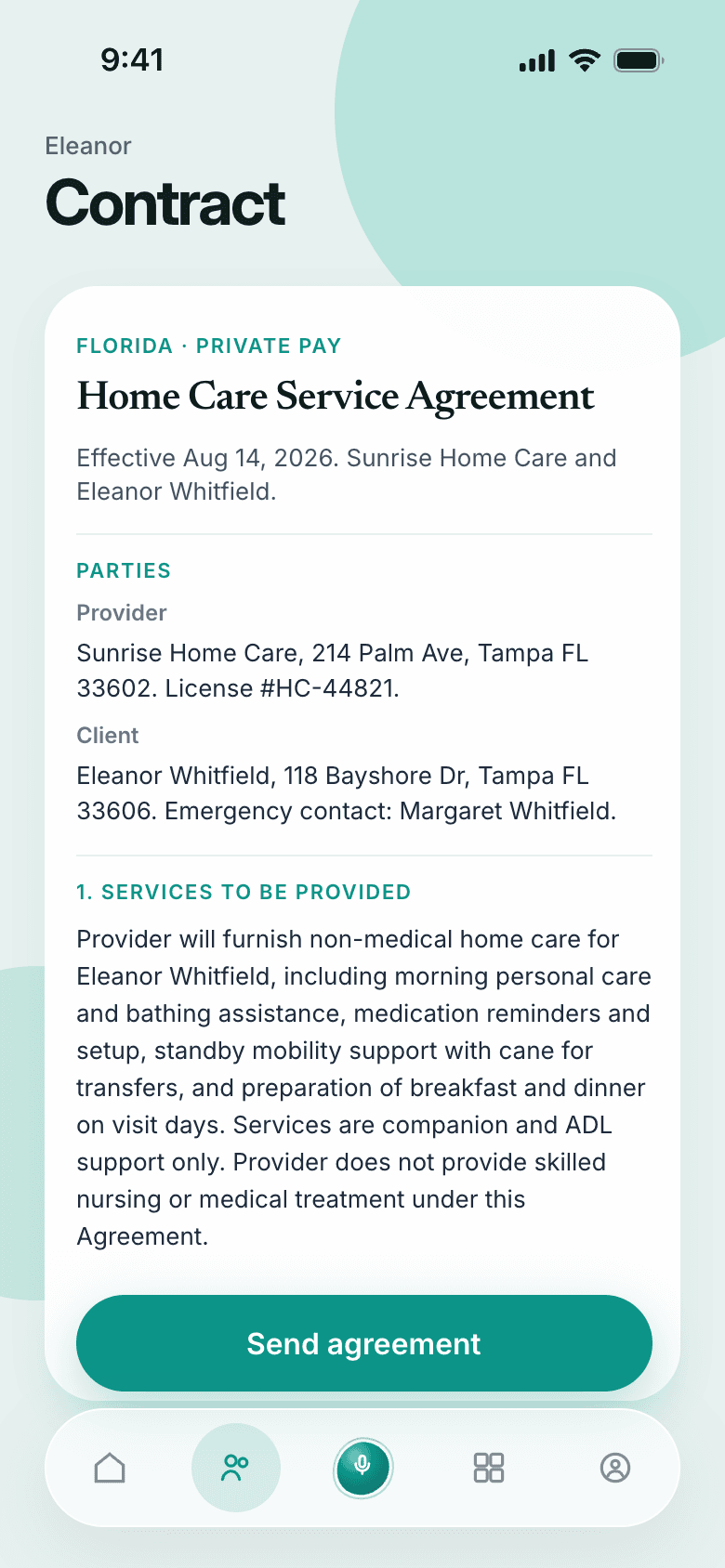 PalmCare AI contract view