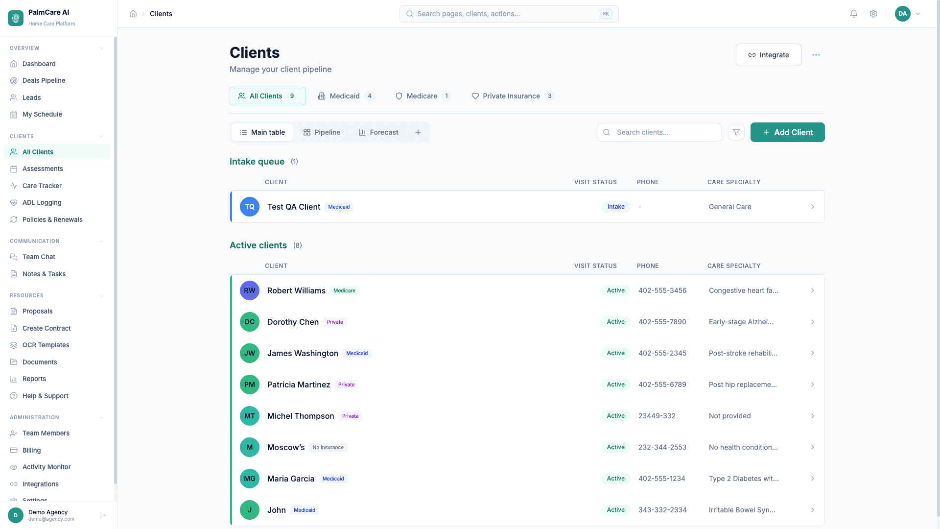 Client Management (CRM) screenshot